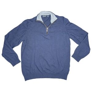 Filippo Riberti Mens XL Cashmere‎ Wool Blend 1/4 Zip Pullover Blue Sweater Italy
